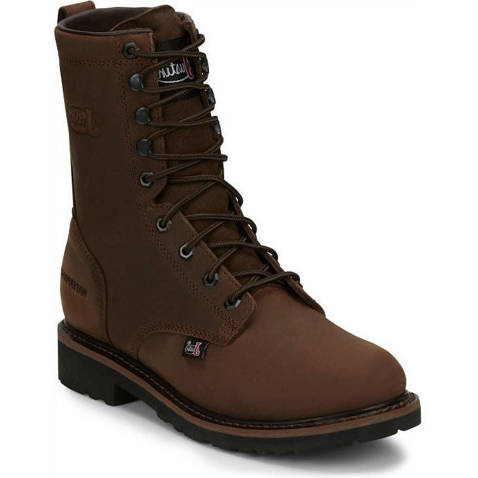 Justin Men's Drywall 8" Waterproof Work Boot -Brown- SE960 - Overlook Boots