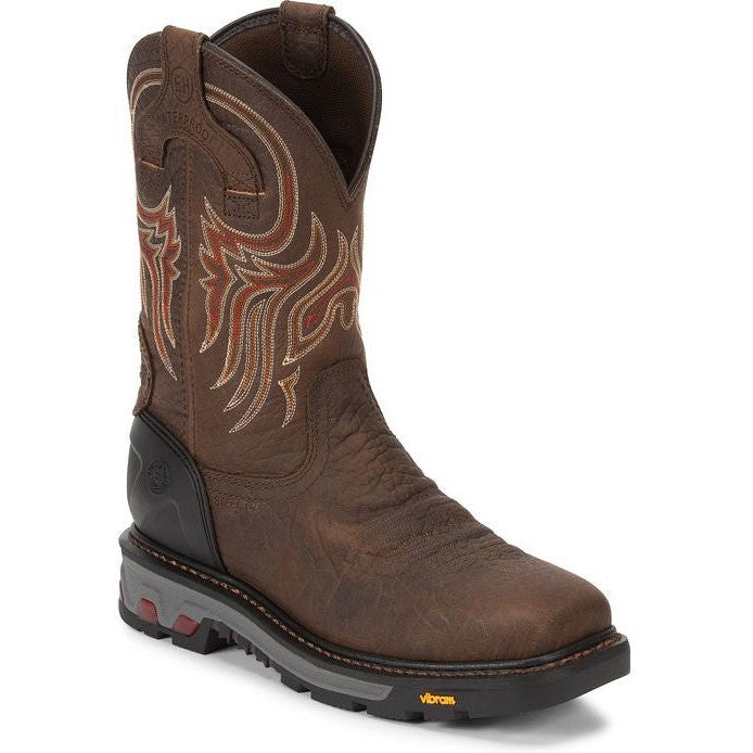 Justin Men's Driscoll 11" Steel Toe Western Work Boot -Brown- WK2111 - Overlook Boots