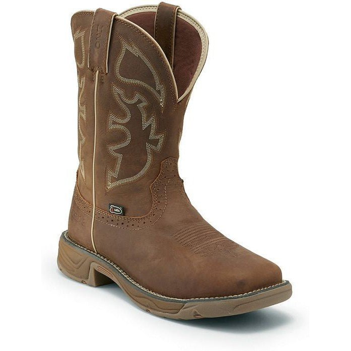Justin Men's Rush 11" Steel Toe Western Work Boot -Tan- WK4331 - Overlook Boots