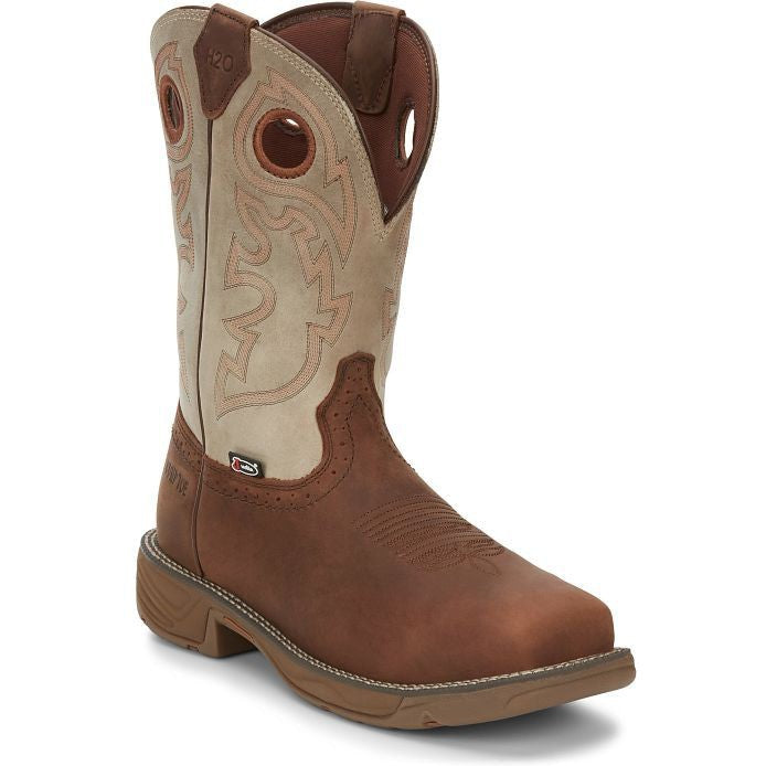 Justin Men's Rush 11" Composite Toe Western Work Boot -Tan- WK4338 - Overlook Boots