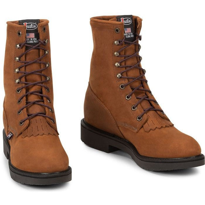 Justin Men's Conductor 8" Made in USA Work Boot - Hazel - 760 - Overlook Boots
