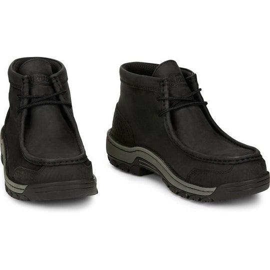 Justin Men's Crafton 4" Alloy Moc Toe Western Work Boot -Black- SE250 - Overlook Boots