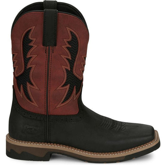 Justin Men's Bolt 11" Square Toe Western Work Boot -Black- SE4116 - Overlook Boots