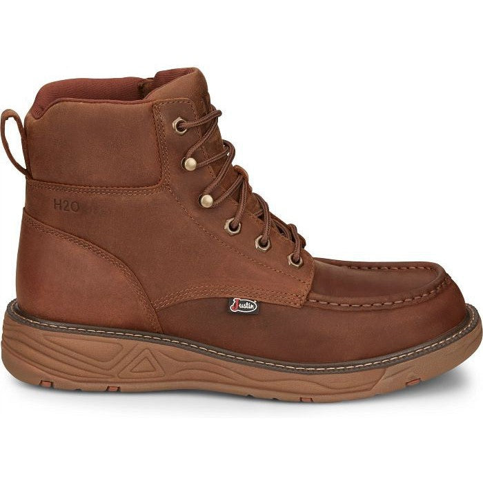 Justin Men's Rush 6" WP Wedge Western Work Boot -Brown- SE470 8 / Medium / Brown - Overlook Boots