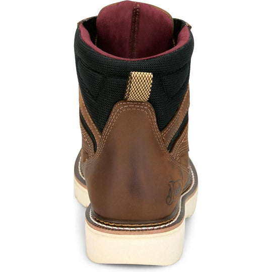 Justin Men's Bristol 6" Soft Toe Waterproof Slip Resist Work Boot- Brown- HW686 - Overlook Boots