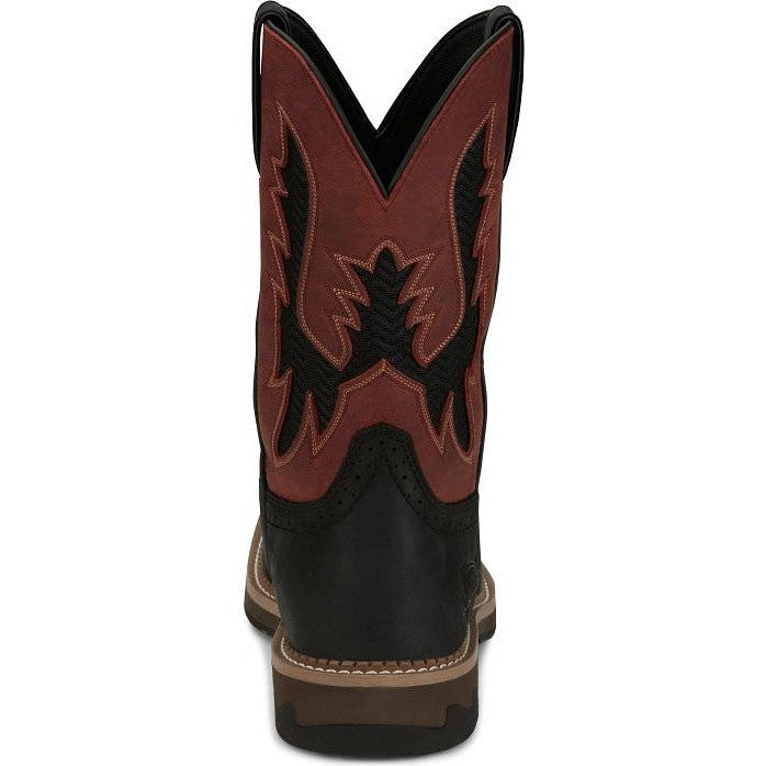 Justin Men's Bolt 11" Square Toe Western Work Boot -Black- SE4116 - Overlook Boots