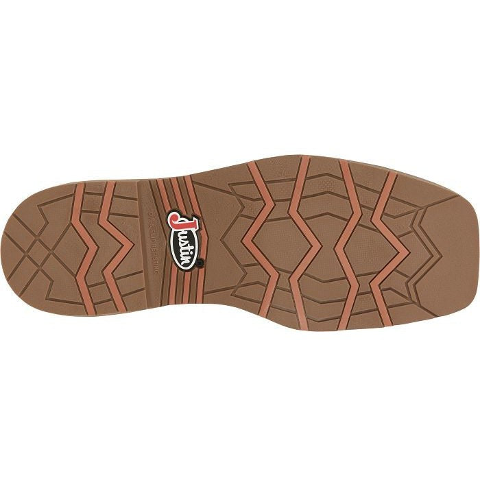 Justin Men's Bolt 11" Square Toe Western Work Boot -Brown- SE4110 - Overlook Boots