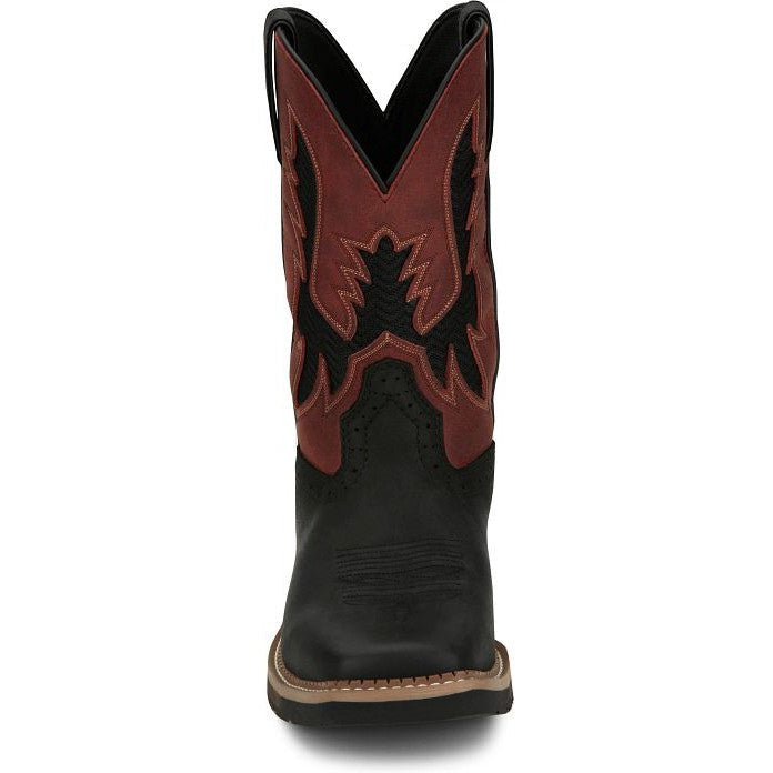 Justin Men's Bolt 11" Square Toe Western Work Boot -Black- SE4116 - Overlook Boots