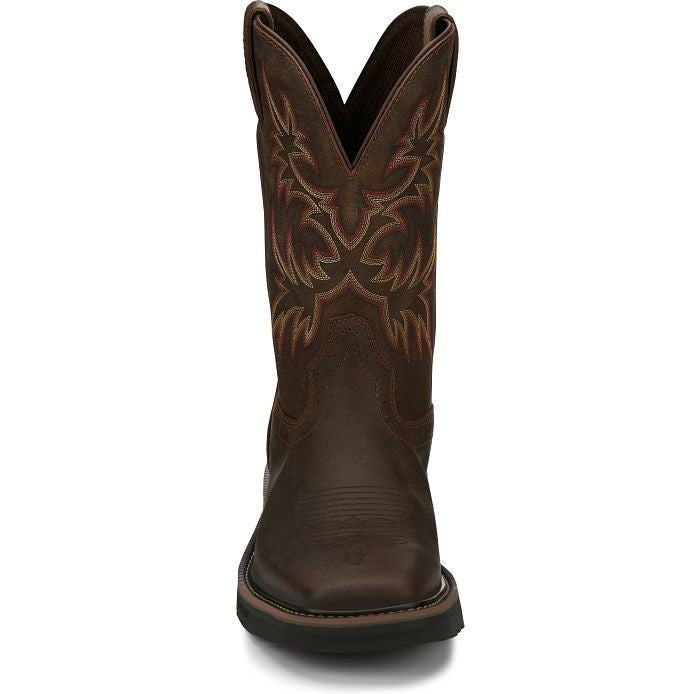 Justin Men's Driller 11" Square Toe Western Work Boot -Brown- SE4681 - Overlook Boots