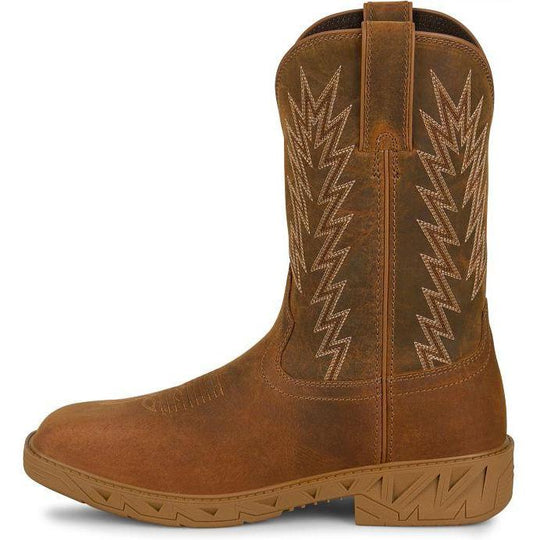 Justin Men's Blinder 11" Steel Toe WP Western Work Boot- Brown- PD4069 - Overlook Boots