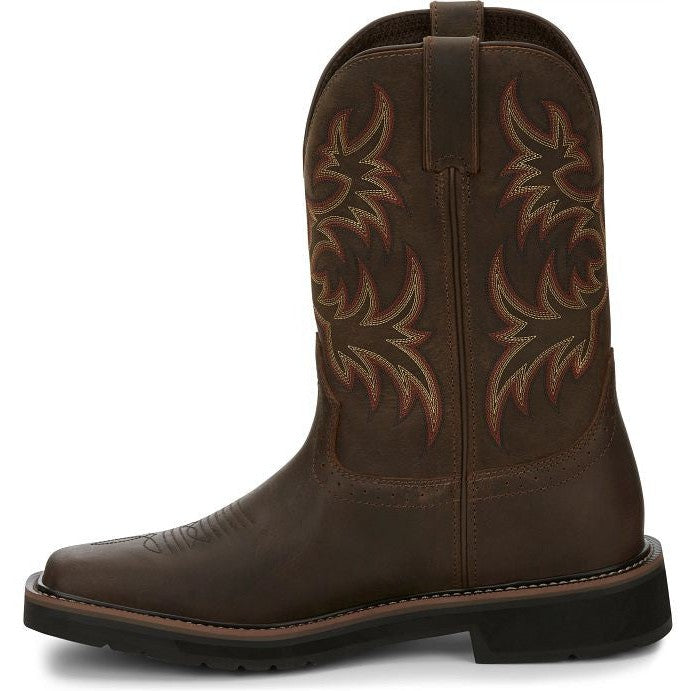 Justin Men's Driller 11" Square Toe Western Work Boot -Brown- SE4681 - Overlook Boots