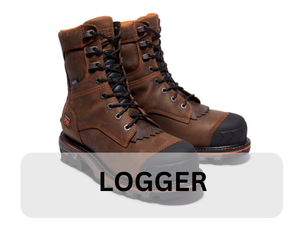 Pair of brown logger boots