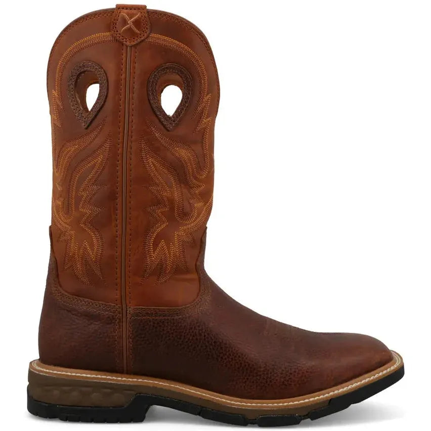 Twisted X Men's 12" Square Toe Western Work Boot - Ginger & Rust - MXB0011