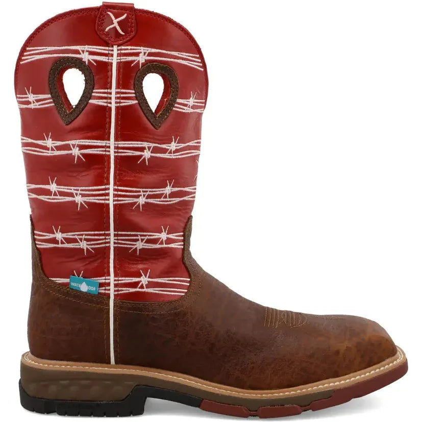 Twisted X Men's CellStretch 12" Comp Toe Waterproof Western Work Boot - Saddle - MXBNW01