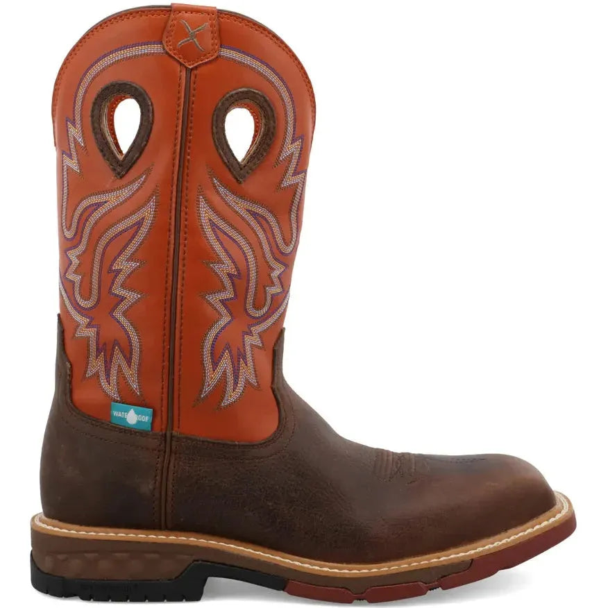 Twisted X Men's CellStretch 12" Comp Toe Waterproof Western Work Boot - Brown - MXBNW03