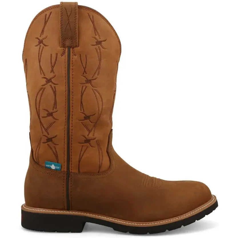 Twisted X Men's CellStretch 12" Round Toe Waterproof Western Work Boot - Brown - MXBW009