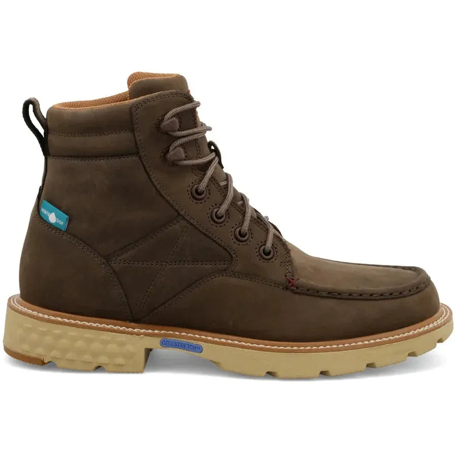 Twisted X Men's CellStretch 6" Comp Toe Waterproof Work Boot - Shitake - MXCW004