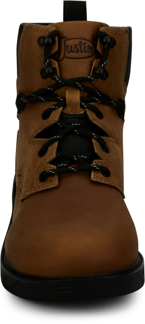Justin Men's Gritland 6" Soft Toe Waterproof Work Boot - Brown - PD644