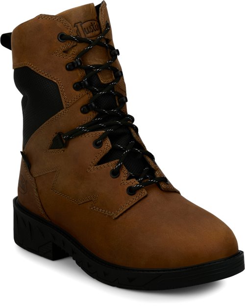 Justin Men's Underdog 8" Soft Toe Waterproof Work Boot - Brown - PD668