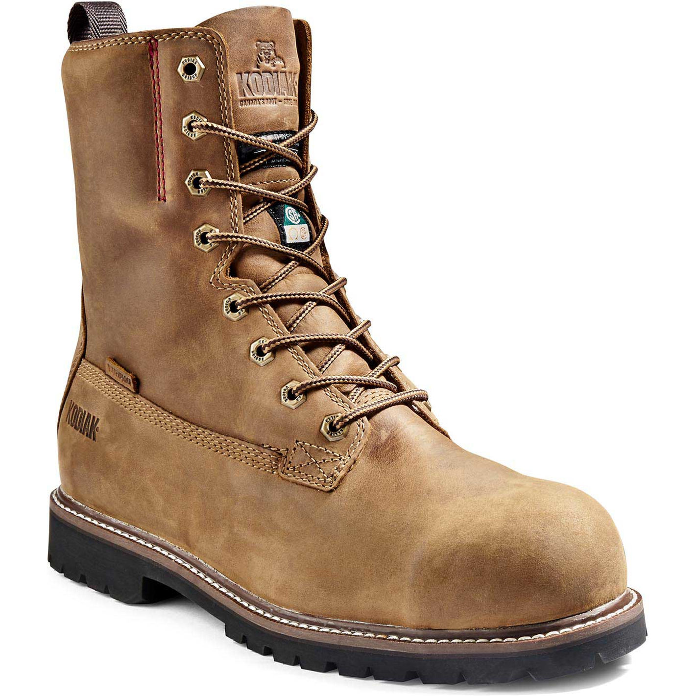 Kodiak Men's Mckinney 8" Comp Toe WP Safety Work Boot -Brown- 4NLSBN 7 / Wide / Brown - Overlook Boots