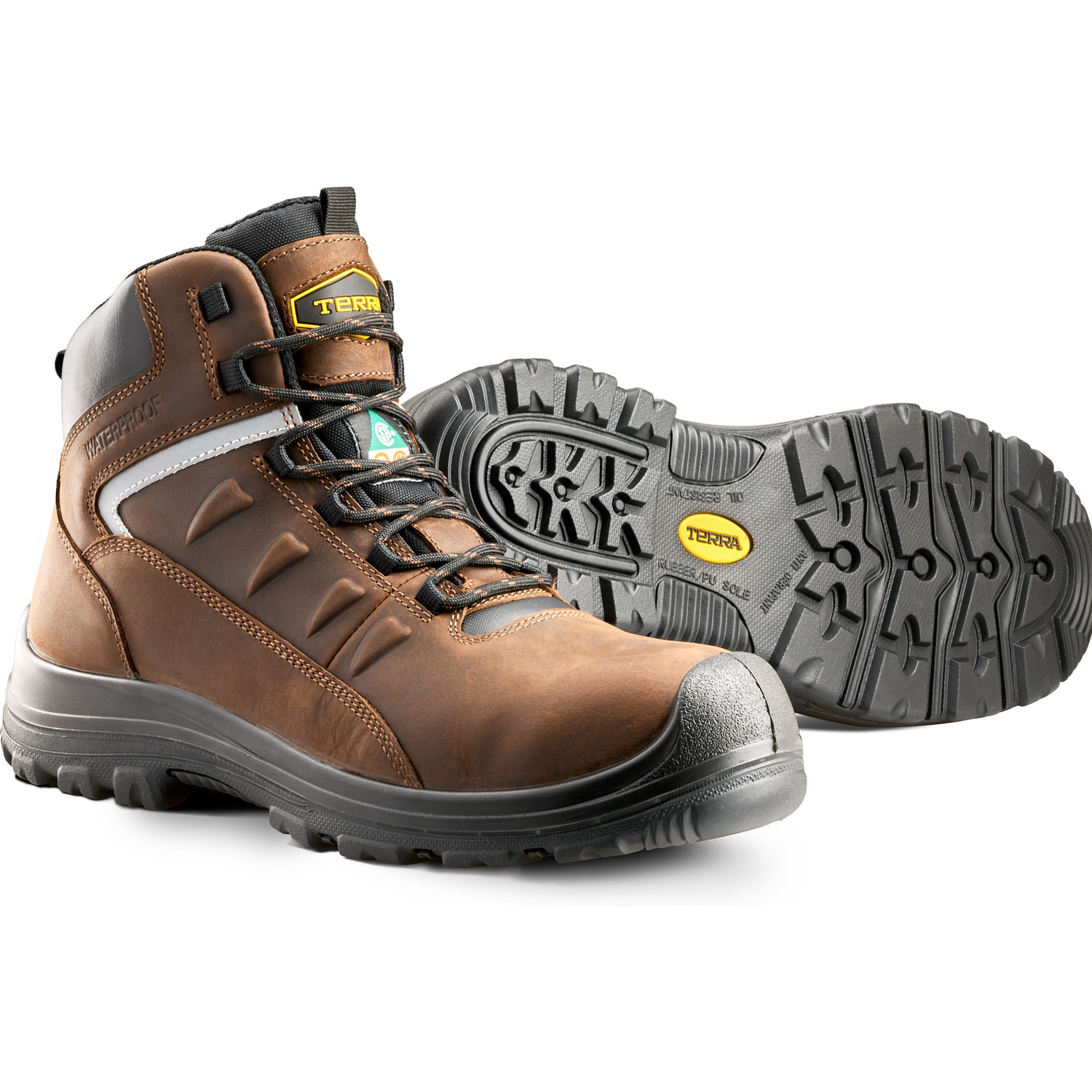 Terra Men's Terra Findlay 6" Comp Toe Waterproof Safety Work Boot- Brown- 1318DB - Overlook Boots