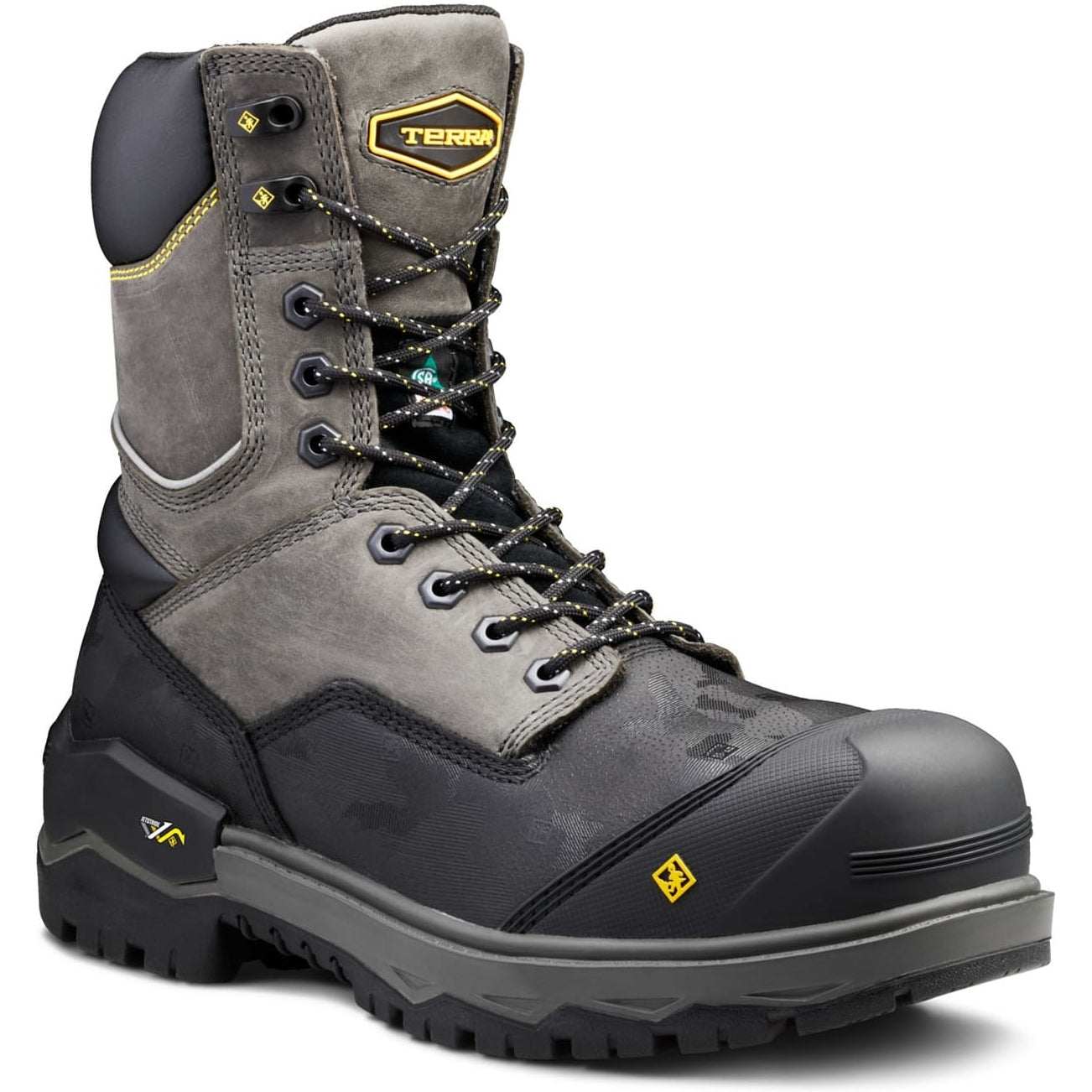 Terra Men's Gantry 8" Comp Toe WP Safety Work Boot -Gray- 4NRQGY 7 / Medium / Gray - Overlook Boots