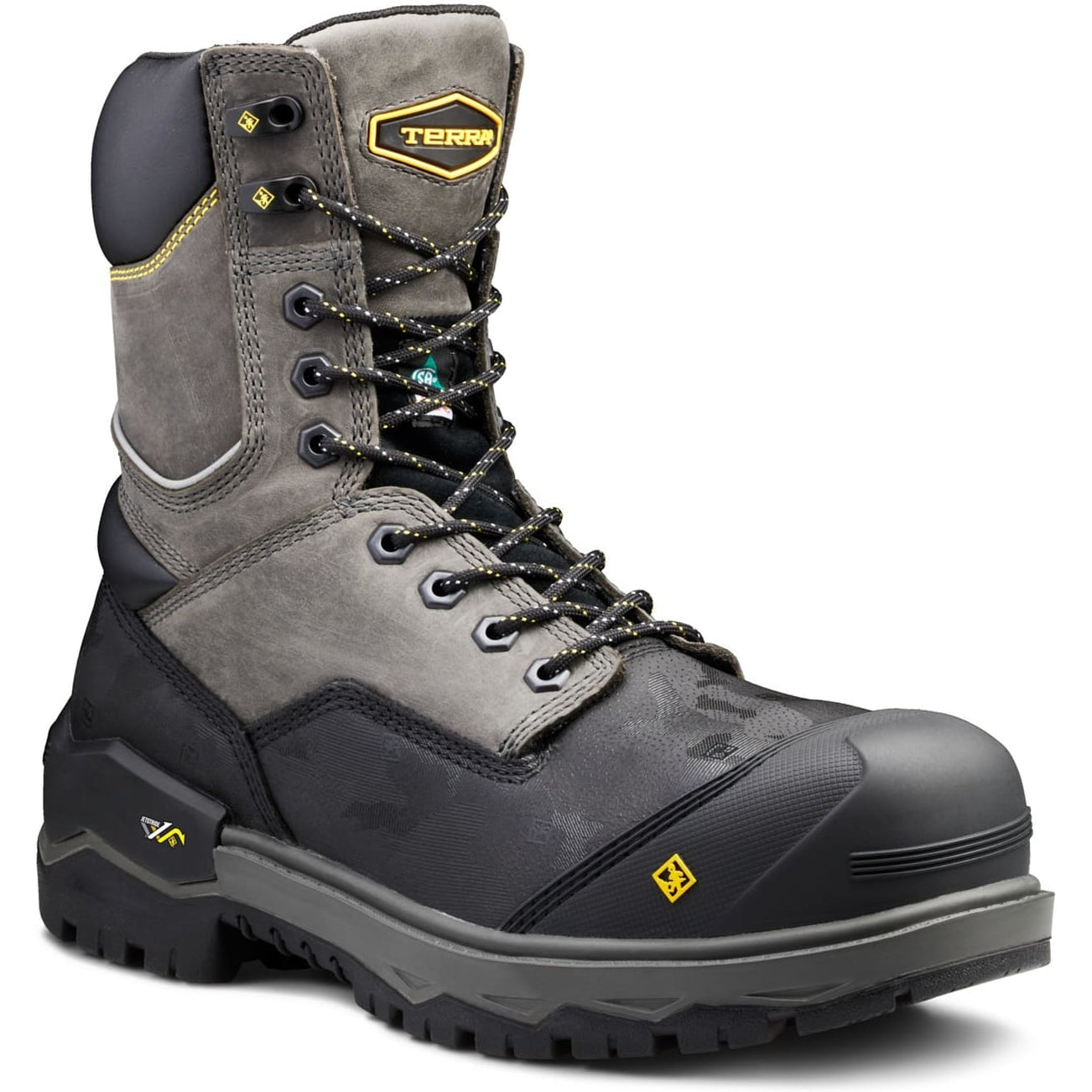 Terra Men's Gantry 8" Composite Toe Waterproof Safety Work Boot -Gray- 4NRQGY 7 / Medium / Gray - Overlook Boots