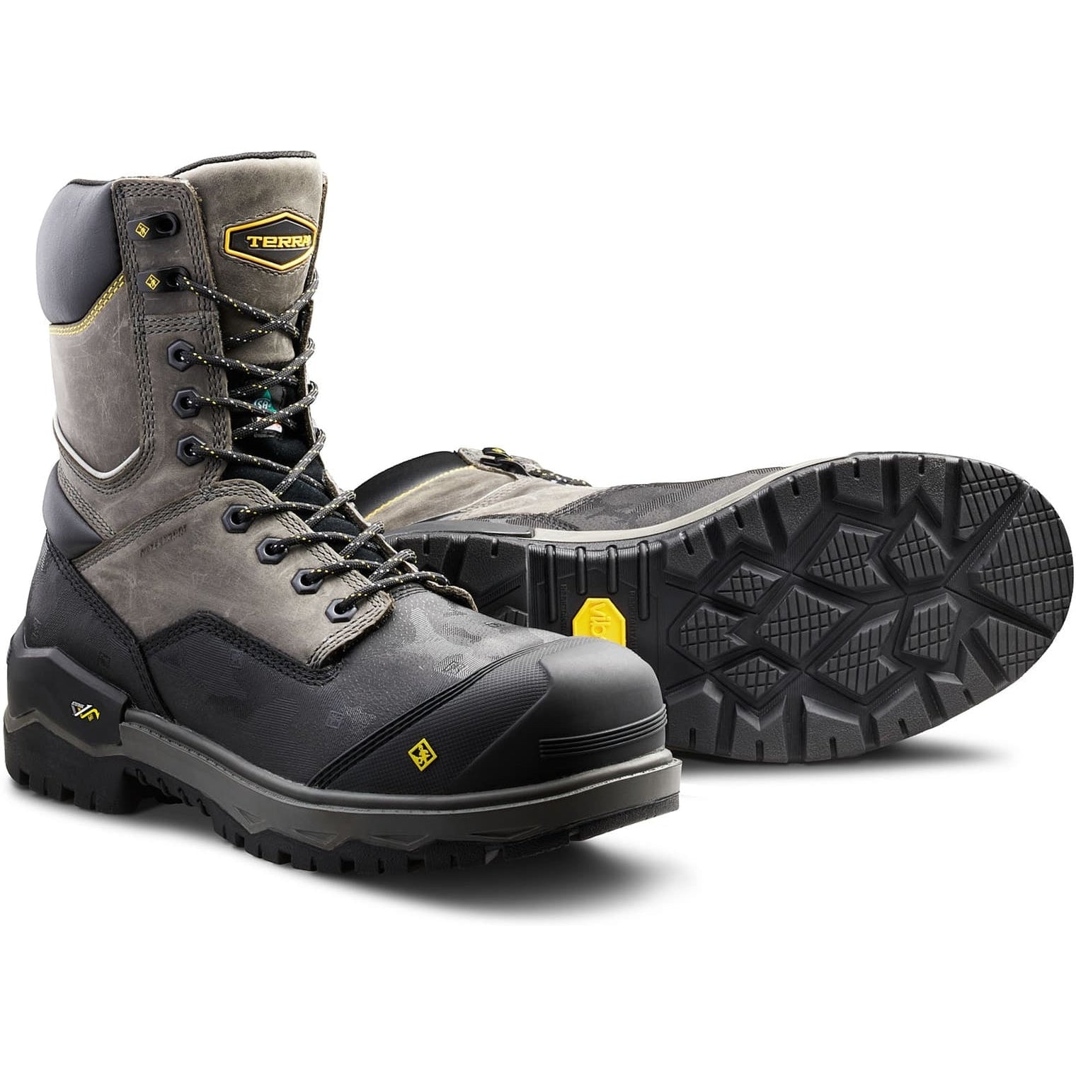 Terra Men's Gantry 8" Composite Toe Waterproof Safety Work Boot -Gray- 4NRQGY - Overlook Boots