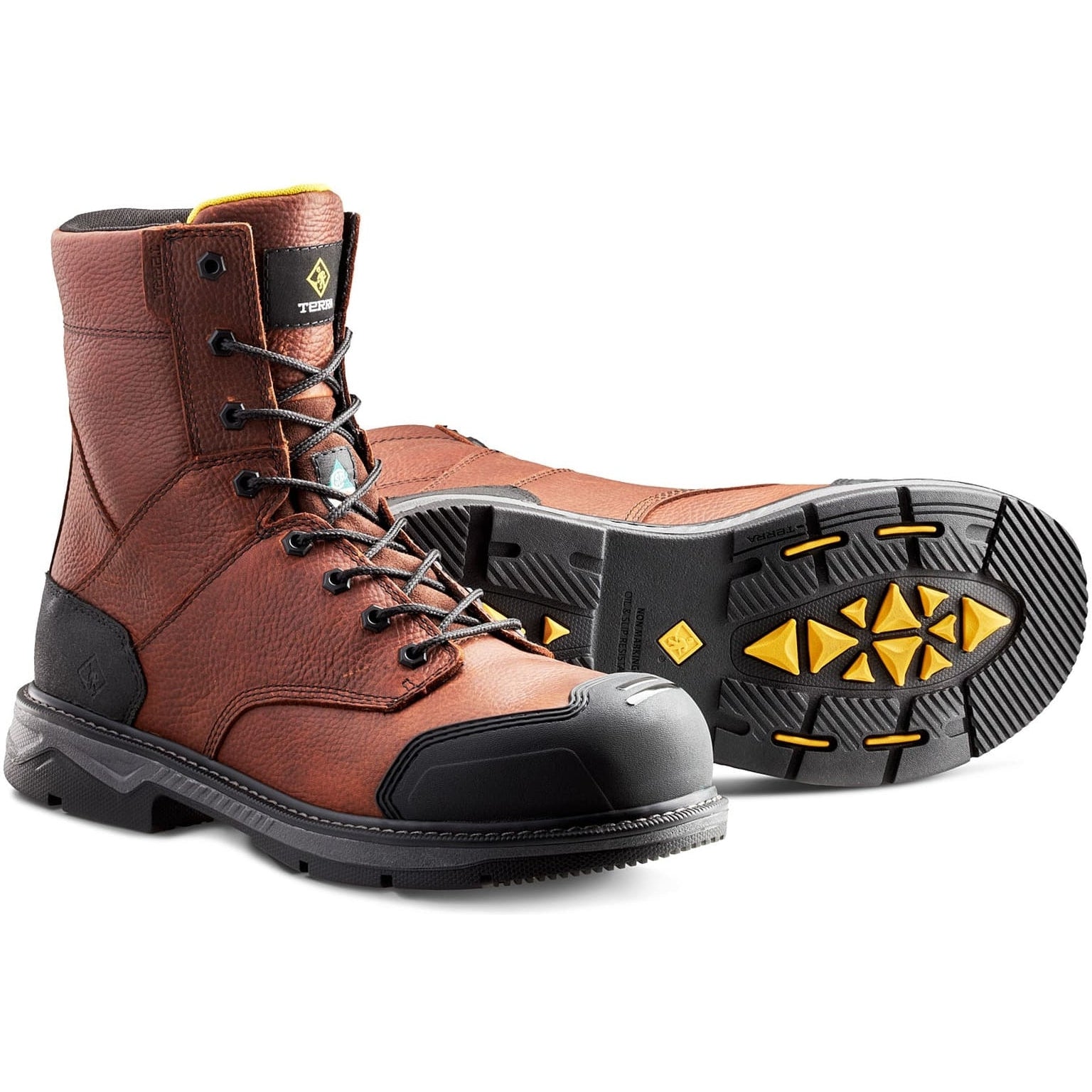 Terra Men's Patton 8" Alloy Toe Waterproof Safety Work Boot -Brown- 4NS5BN - Overlook Boots