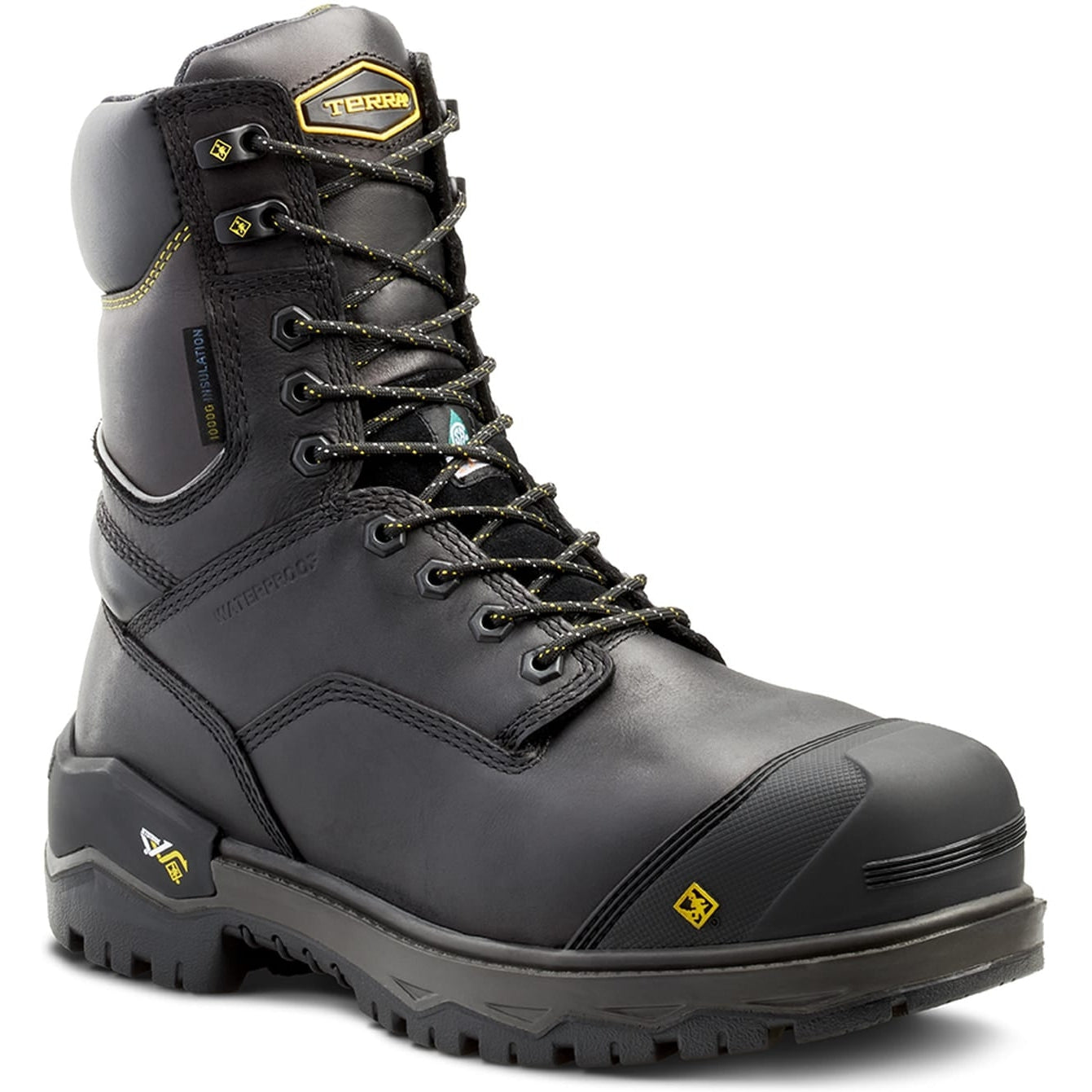 Terra Men's Gantry LXI 8" Nano Composite Toe Waterproof Work Boot -Black- 4TAXBK 7 / Wide / Black - Overlook Boots