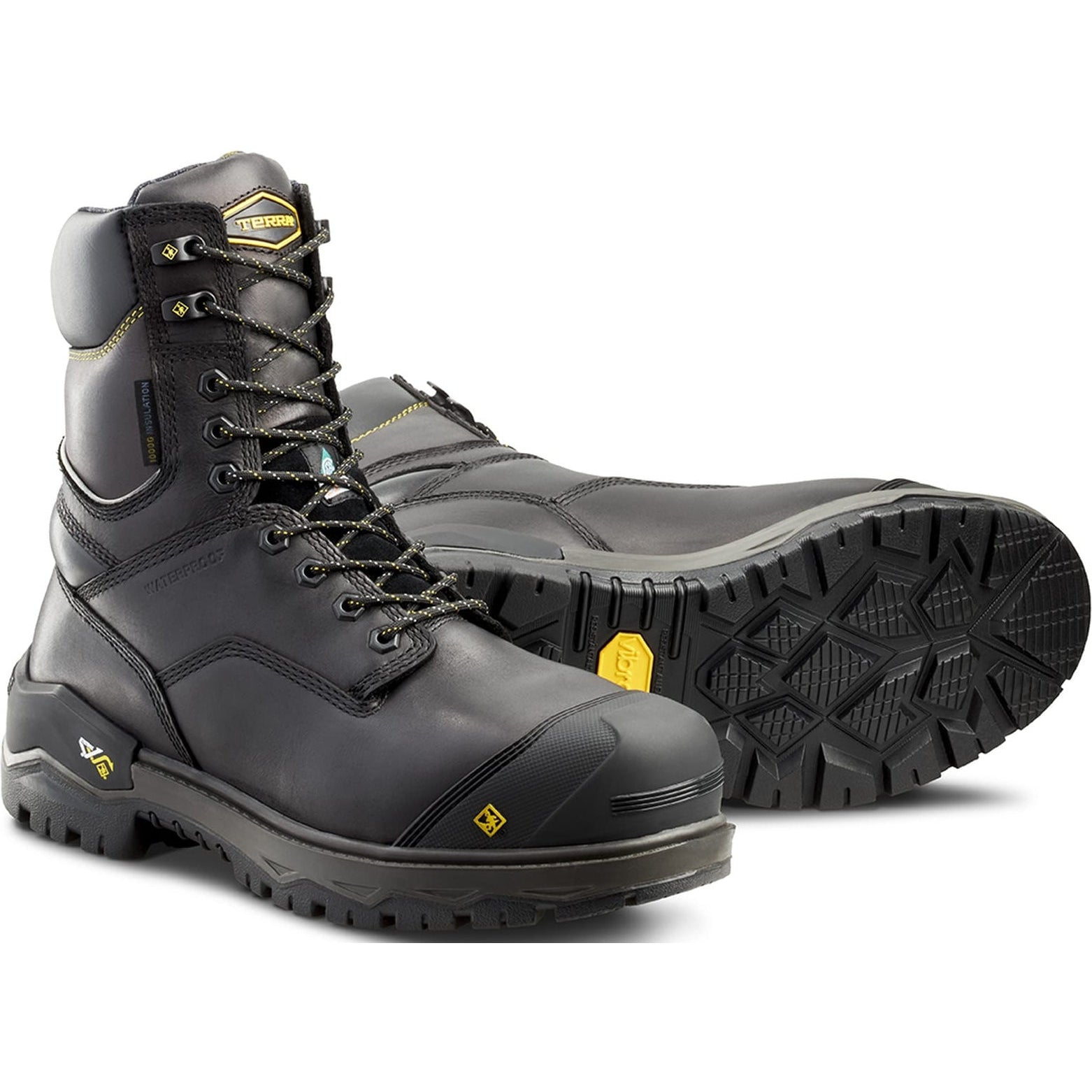 Terra Men's Gantry LXI 8" Nano Composite Toe Waterproof Work Boot -Black- 4TAXBK - Overlook Boots