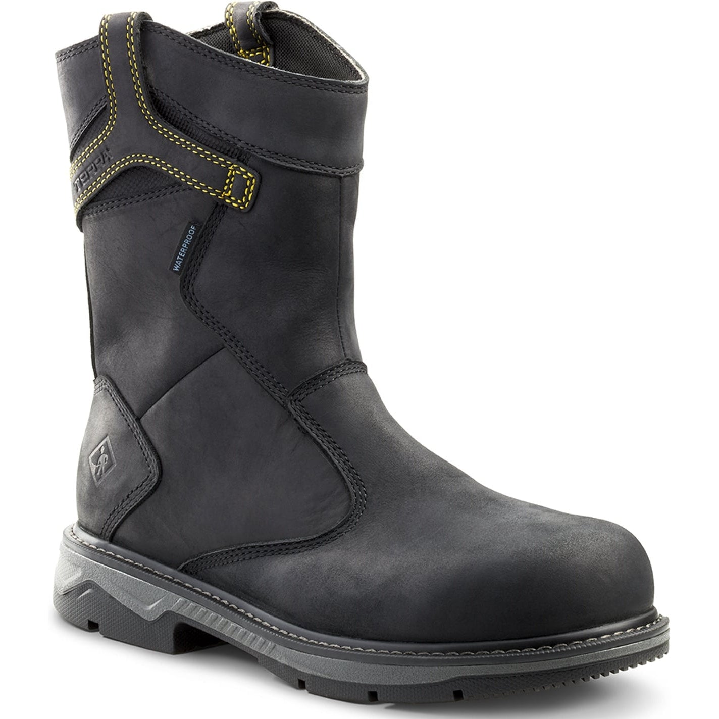 Terra Men's Patton AT Waterproof Pull-On Safety Work Boot -Black- 4TCBBK 7 / Wide / Black - Overlook Boots