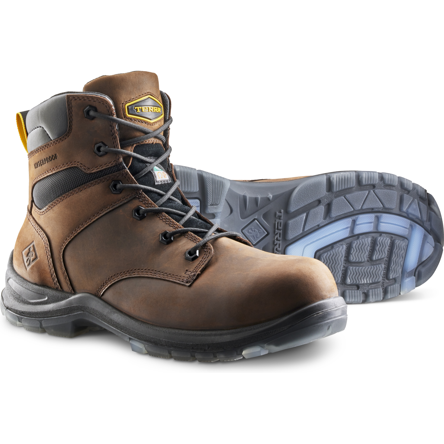 Terra Men's Byrne 6" Composite Toe Waterproof Safety Work Boot- Brown- 839BDB - Overlook Boots