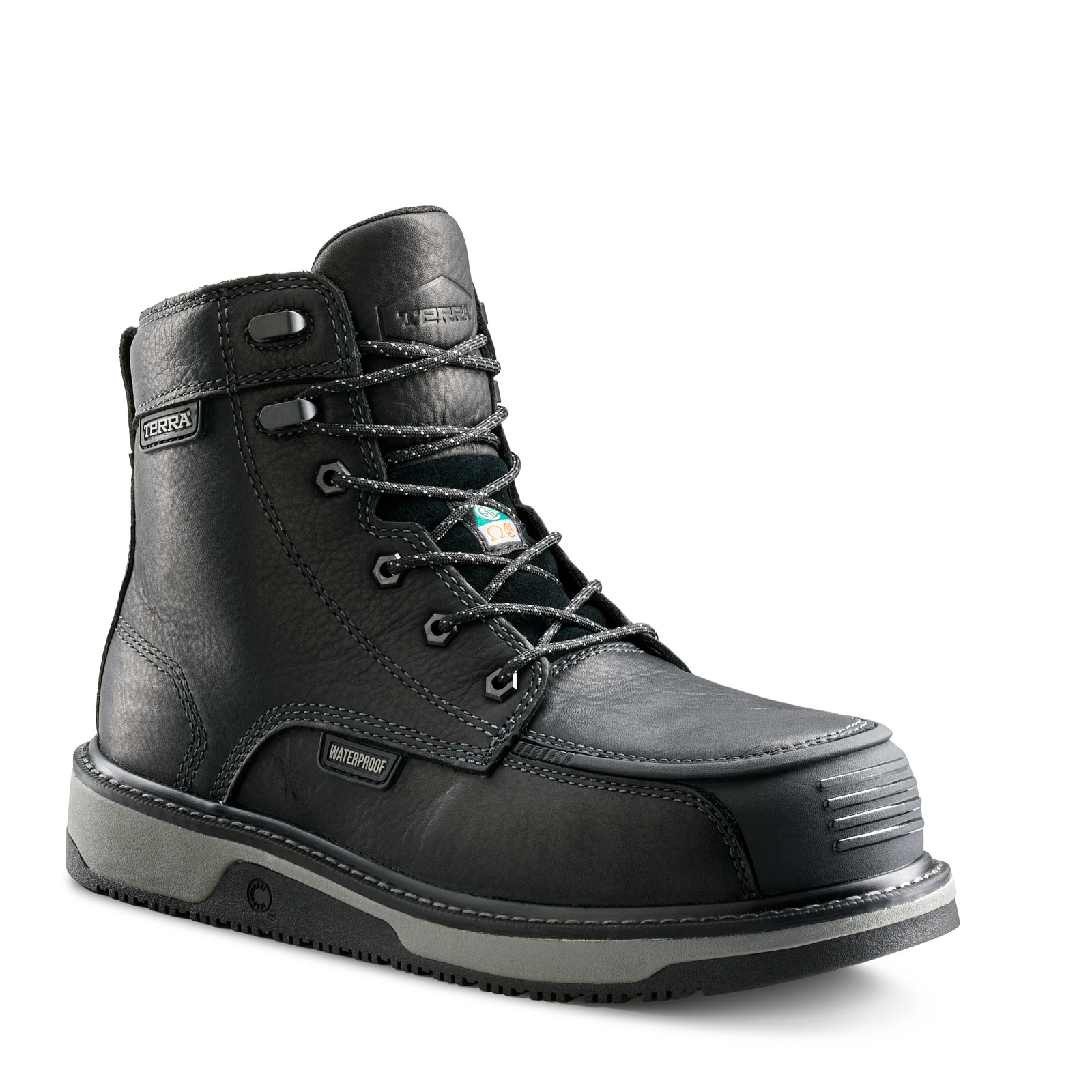 Terra Men's Ironstone 6" Composite Toe Waterproof Safety Work Boot- Black- 839GBK 7 / Wide / Black - Overlook Boots