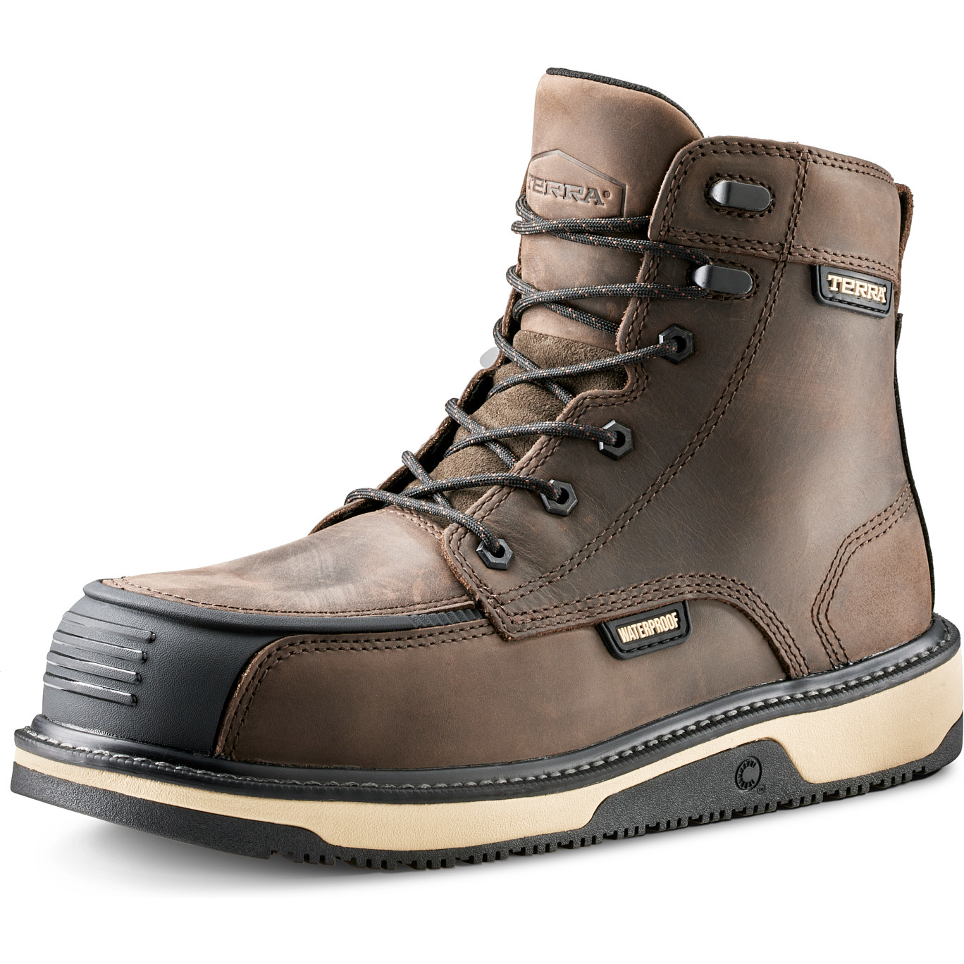 Terra Men's Ironstone 6" Composite Toe Waterproof Safety Work Boot- Brown- 839GDB - Overlook Boots