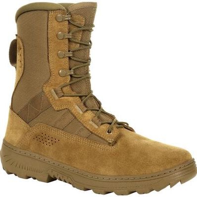 Rocky Men's Havoc Lightweight 8" Soft Toe Commercial Military Boot -Brown- RKC105 3 / Medium / Brown and Robin Blue - Overlook Boots