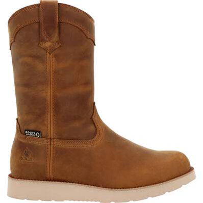 Rocky Men's Monocrepe Wedge 11" Soft Toe Waterproof Work Boot- Crazy Horse- RKK0473 7.0 / Medium / Brown - Overlook Boots