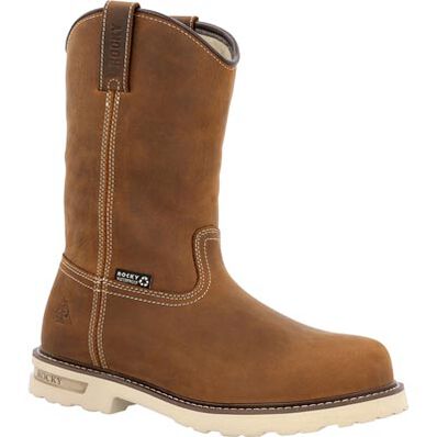 Rocky Men's Grindstone XTR 11" Soft Toe WP Pull On Work Boot - Horse - RKK0491 7.0 / Medium / Brown - Overlook Boots