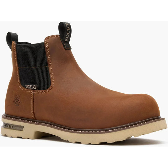Rocky Men's Grindstone XTR 6” Waterproof Chelsea Work Boot- Brown- RKK0522 7 / Medium / Brown - Overlook Boots