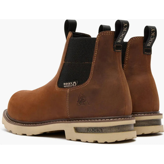 Rocky Men's Grindstone XTR 6” Waterproof Chelsea Work Boot- Brown- RKK0522 - Overlook Boots
