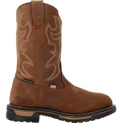 Rocky Men's Original Ride 11" Steel Toe Waterproof Western Work Boot -Brown- RKW0419 7 / Medium / Brown - Overlook Boots
