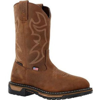Rocky Men's Original Ride 11" Steel Toe Waterproof Western Work Boot -Brown- RKW0419 - Overlook Boots