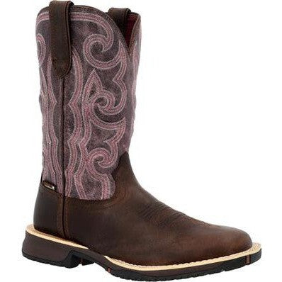 Rocky Women's Rosemary 11" Square Toe Waterproof Western Work Boot -Brown- RKW0422 - Overlook Boots