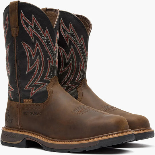 Rocky Men's Ride Lte 11" Waterproof MET Guard Western Work Boot- Brown- RKW0477 - Overlook Boots