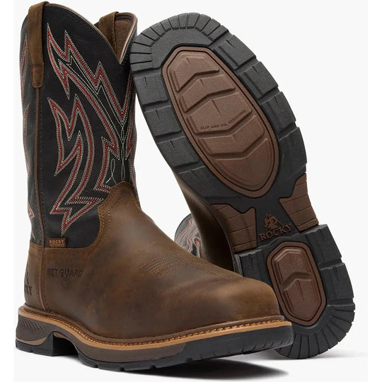 Rocky Men's Ride Lte 11" Waterproof MET Guard Western Work Boot- Brown- RKW0477 - Overlook Boots