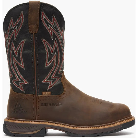 Rocky Men's Ride Lte 11" Waterproof MET Guard Western Work Boot- Brown- RKW0477 - Overlook Boots