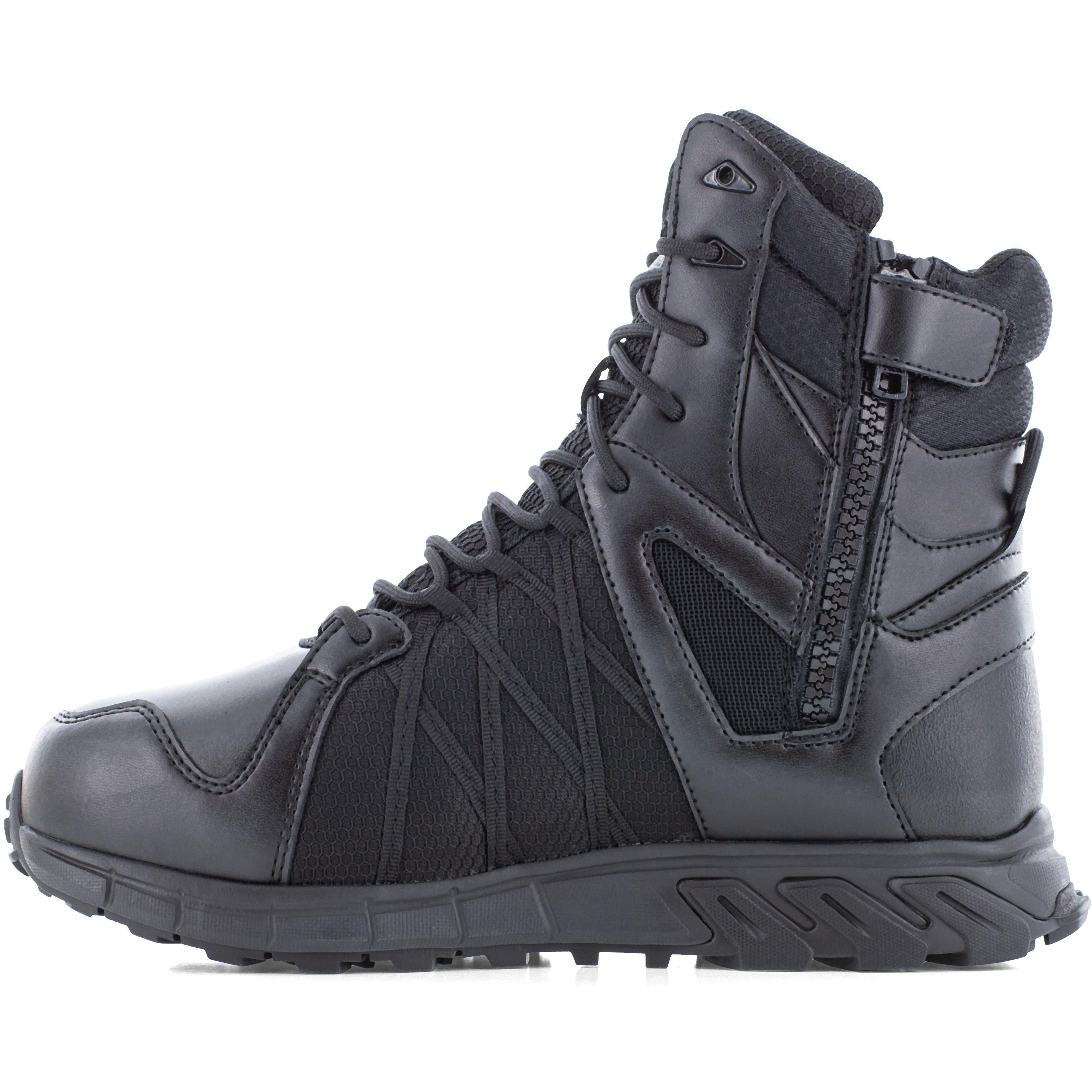 Reebok Men's Trailgrip Tactical 8" Composite Toe Side Zipper Tactical Boot- Black- RB3463 - Overlook Boots