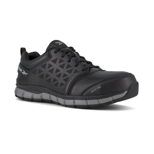 Reebok Women's Sublite Cushion Alloy Toe Athletic Oxford Work Shoe - Black - RB049 6.0 / Medium / Black - Overlook Boots