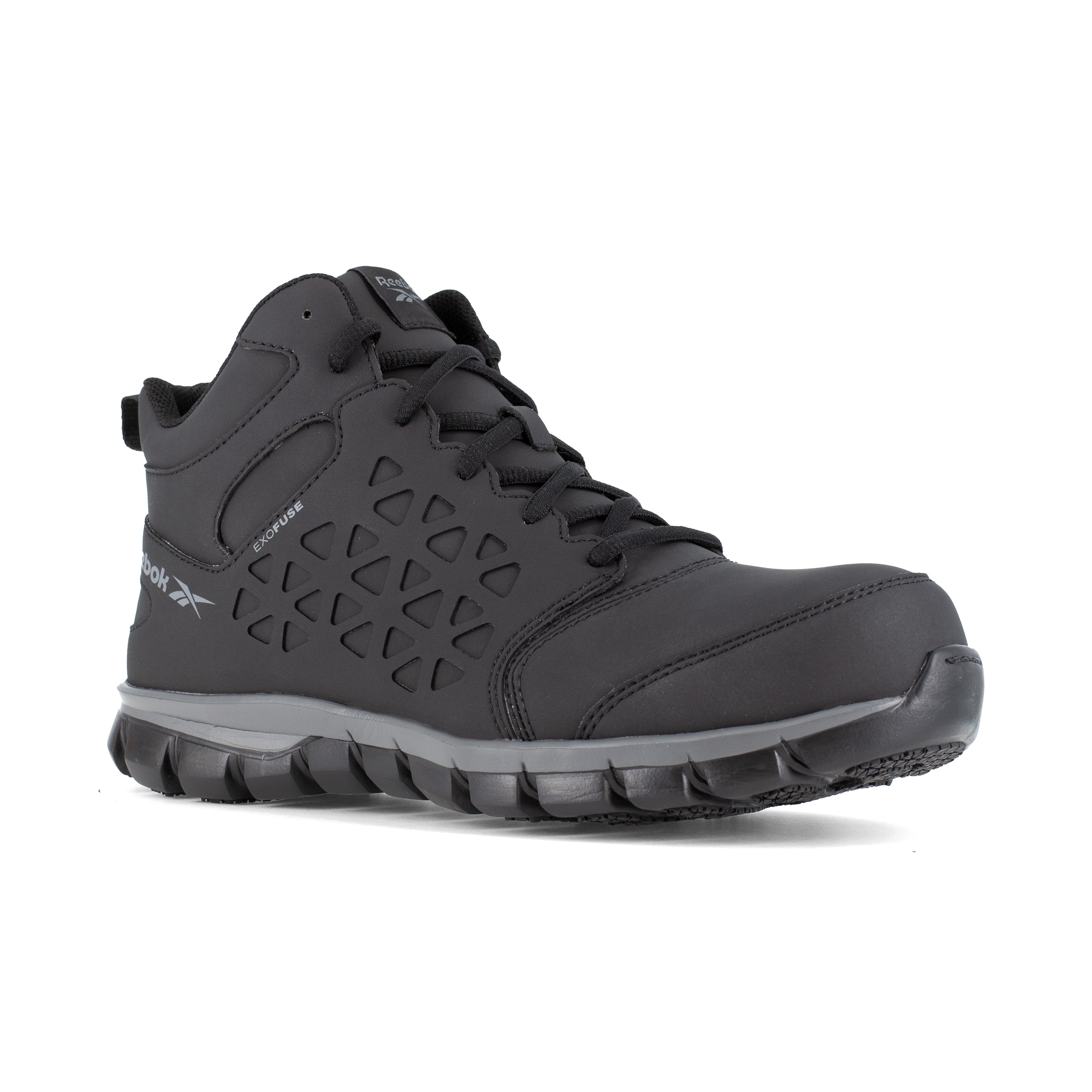 Reebok Women's Sublite Cushion Composite Toe Mid Cut Athletic Work Shoe - Black - RB406 6 / Medium / Black - Overlook Boots
