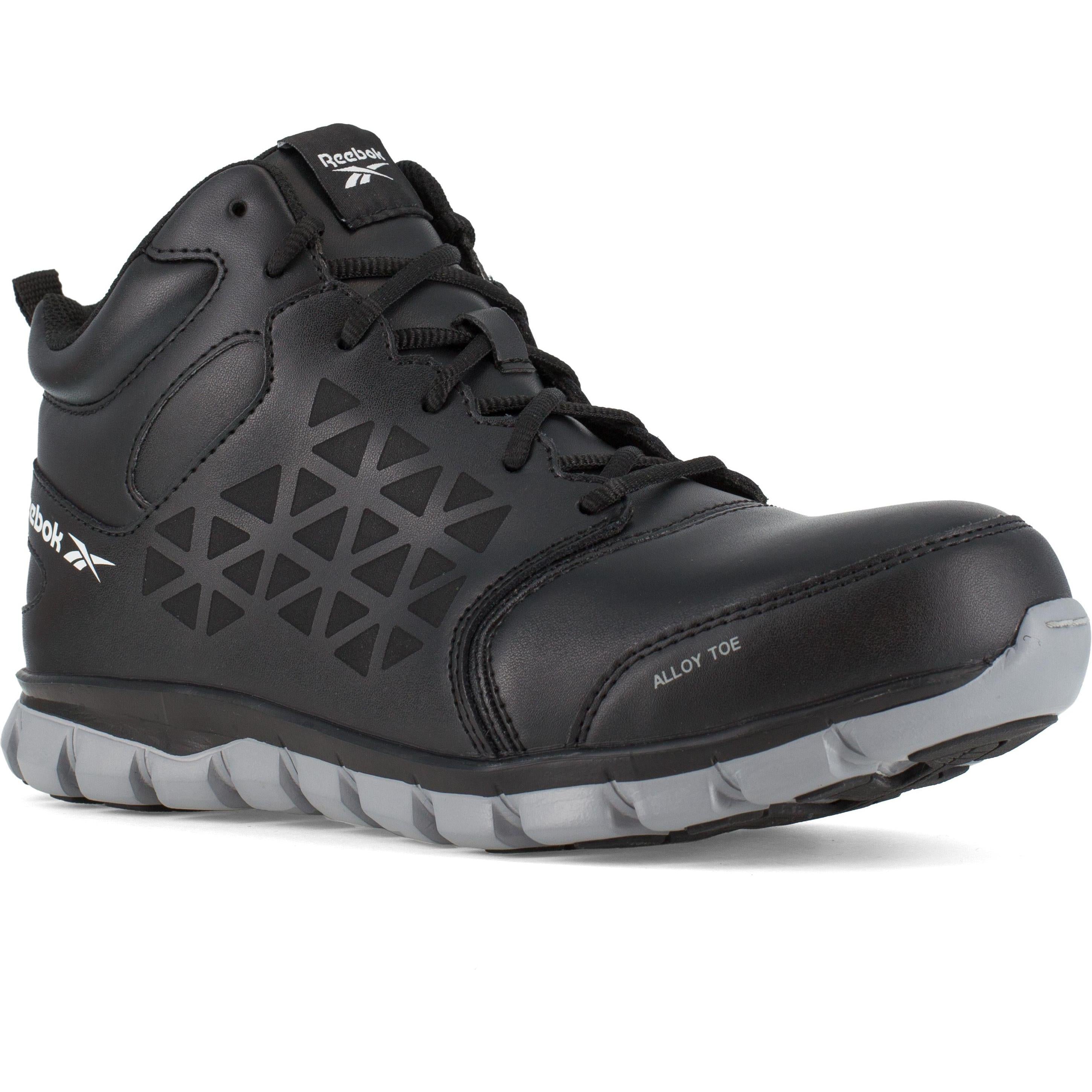 Reebok Men's Sublite Cushion Alloy Toe Athletic Work Shoe- Black- RB4142 4 / Medium / Black - Overlook Boots